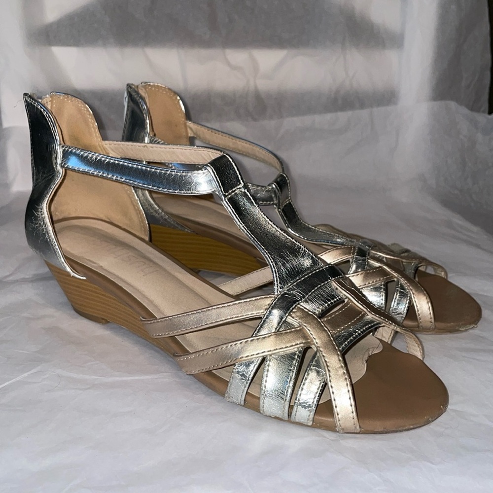 Hush USA wedge zip back heel sandals